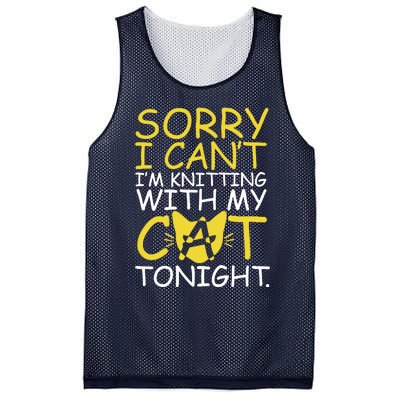 Sorry I Can't I Am Knitting With My Cat Tonight Cat Mesh Reversible Basketball Jersey Tank