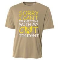 Sorry I Can't I Am Knitting With My Cat Tonight Cat Cooling Performance Crew T-Shirt