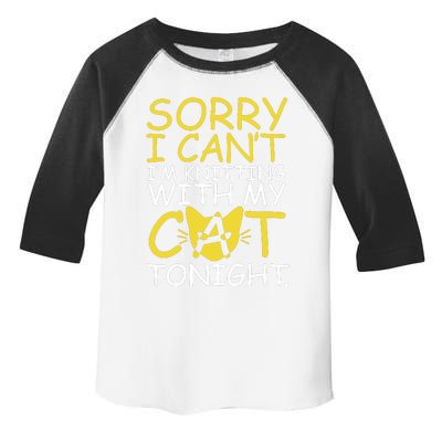 Sorry I Can't I Am Knitting With My Cat Tonight Cat Toddler Fine Jersey T-Shirt