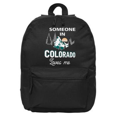 Someone In Colorado Loves Me Vintage Sunset Mountain 16 in Basic Backpack
