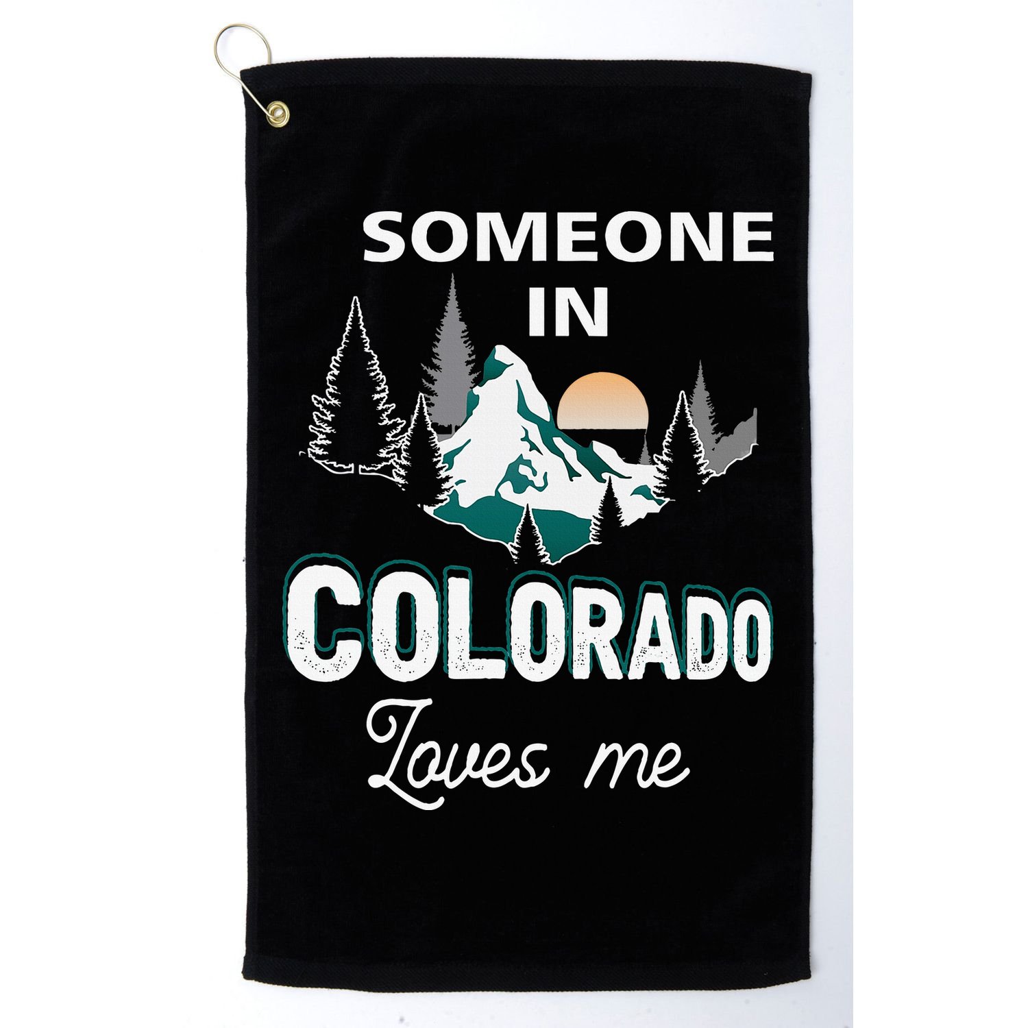 Someone In Colorado Loves Me Vintage Sunset Mountain Golf Towel