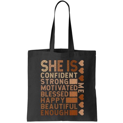 She Is Confident Strong Motivated Happy Beautiful Bag