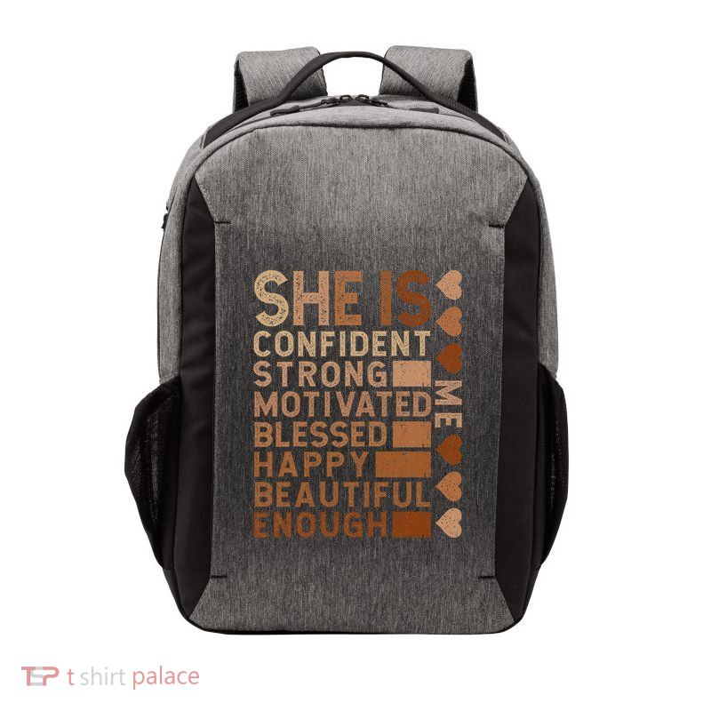 She Is Confident Strong Motivated Happy Beautiful Vector Backpack