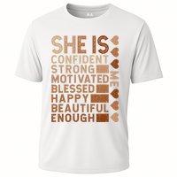 She Is Confident Strong Motivated Happy Beautiful Cooling Performance Crew T-Shirt