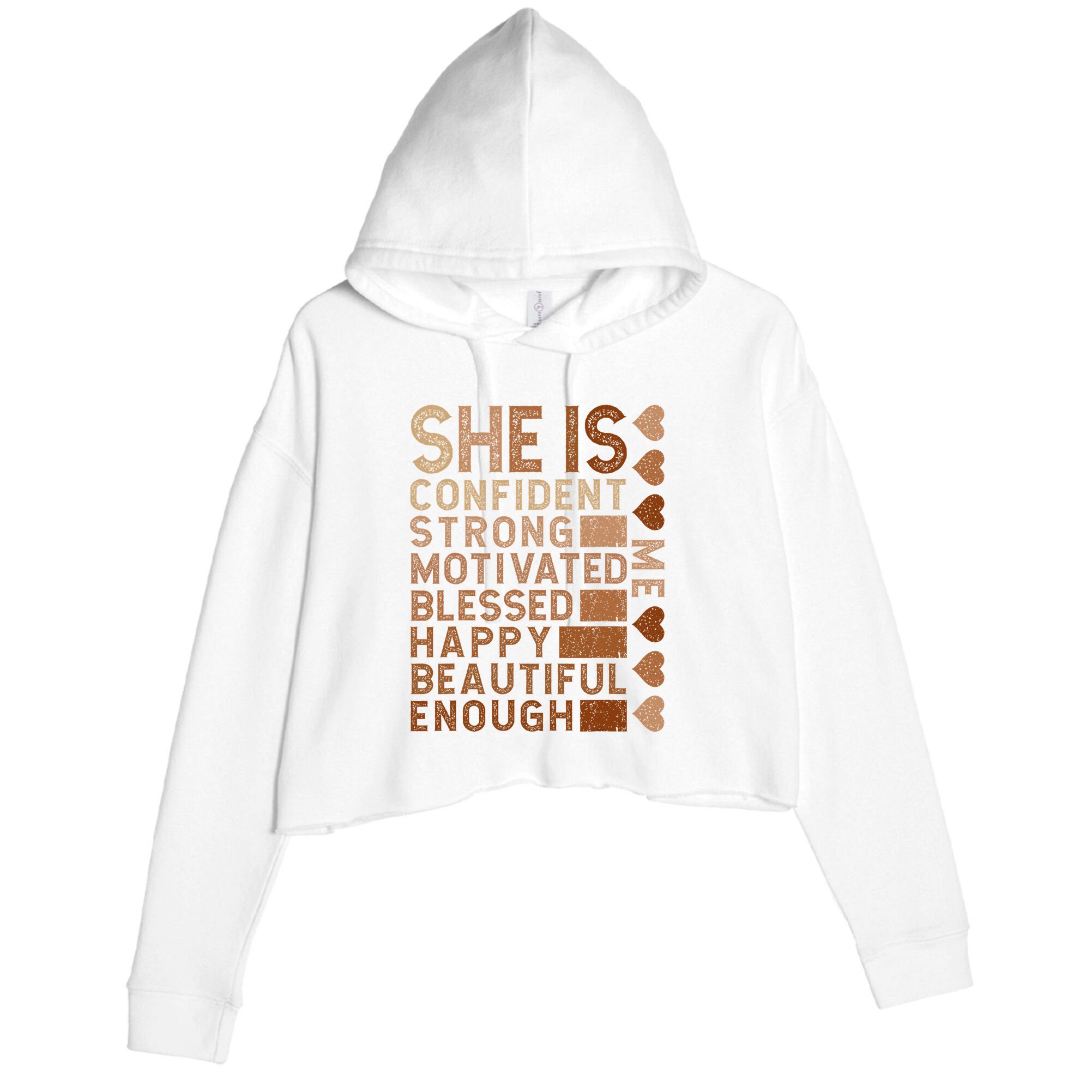 She Is Confident Strong Motivated Happy Beautiful Crop Fleece Hoodie