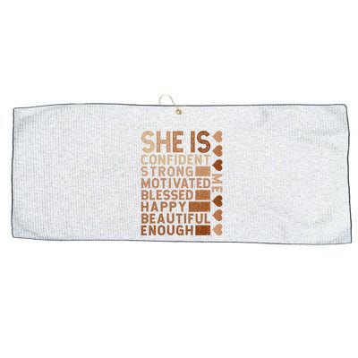 She Is Confident Strong Motivated Happy Beautiful Large Microfiber Waffle Golf Towel