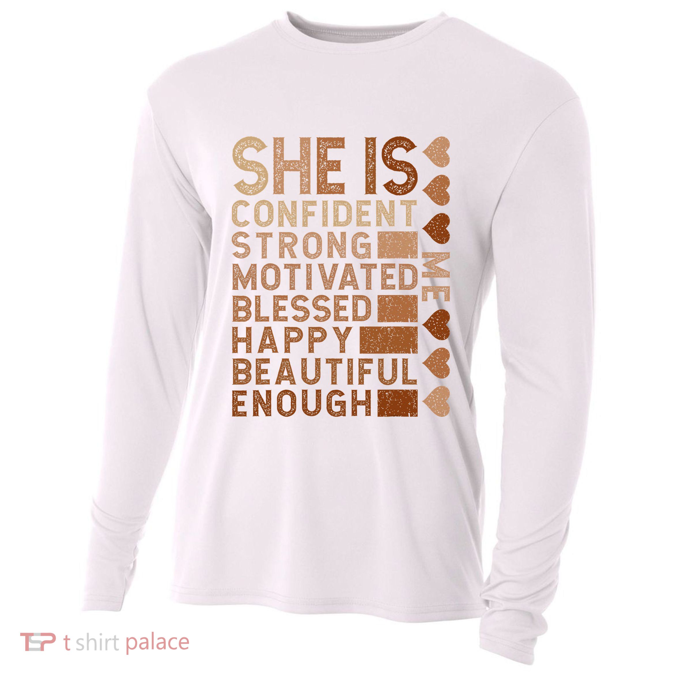 She Is Confident Strong Motivated Happy Beautiful Cooling Performance Long Sleeve Crew