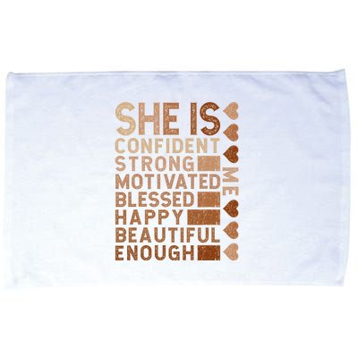 She Is Confident Strong Motivated Happy Beautiful Microfiber Hand Towel