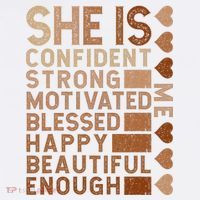 She Is Confident Strong Motivated Happy Beautiful Womens T-Shirt