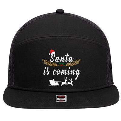 Santa Is Coming | Merry Christmas 7 Panel Mesh Trucker Snapback Hat