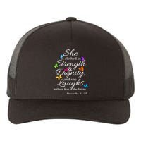 She Is Clothed Strength & Dignity Proverbs Yupoong Adult 5-Panel Trucker Hat