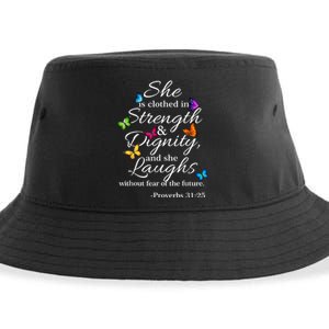 She Is Clothed Strength & Dignity Proverbs Sustainable Bucket Hat