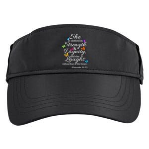 She Is Clothed Strength & Dignity Proverbs Adult Drive Performance Visor