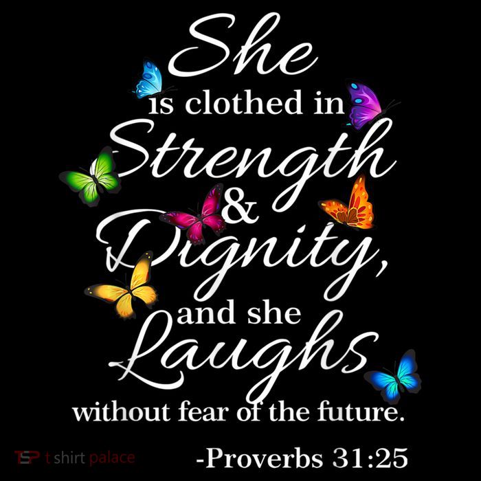 She Is Clothed Strength & Dignity Proverbs Drawstring Bag