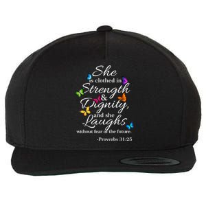 She Is Clothed Strength & Dignity Proverbs Wool Snapback Cap