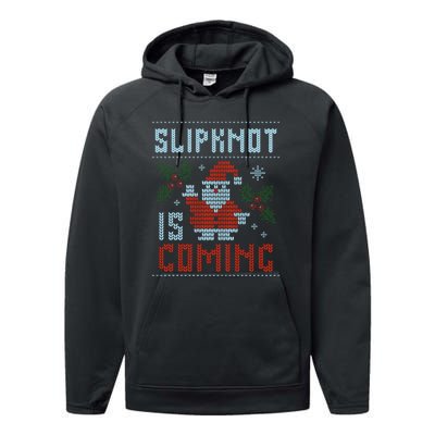 Santa Is Coming Performance Fleece Hoodie