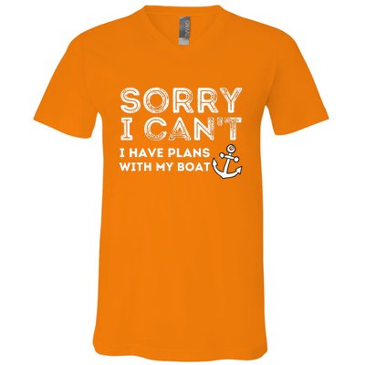 Sorry I CanT I Have Plans With My Boat Captain & Boating V-Neck T-Shirt