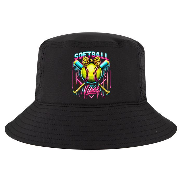 Softball Ice Cream Drip Coquette Bow Softball Vibes Cool Comfort Performance Bucket Hat
