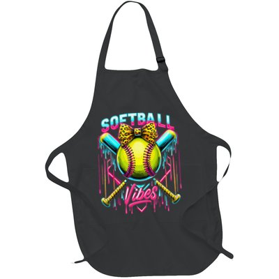 Softball Ice Cream Drip Coquette Bow Softball Vibes Apron