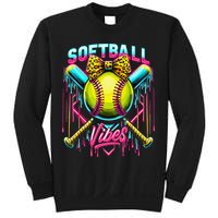 Softball Ice Cream Drip Coquette Bow Softball Vibes Sweatshirt