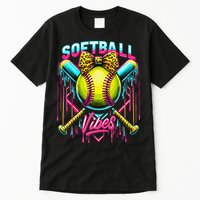 Softball Ice Cream Drip Coquette Bow Softball Vibes Tall T-Shirt
