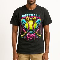 Softball Ice Cream Drip Coquette Bow Softball Vibes Tall T-Shirt