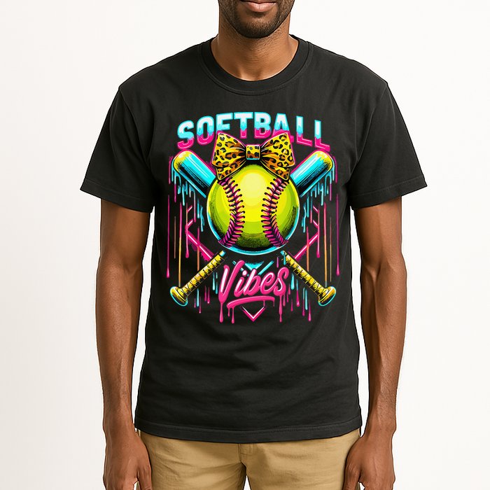 Softball Ice Cream Drip Coquette Bow Softball Vibes Tall T-Shirt