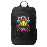 Softball Ice Cream Drip Coquette Bow Softball Vibes City Backpack