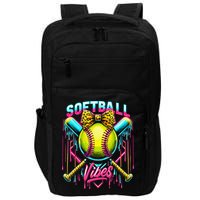 Softball Ice Cream Drip Coquette Bow Softball Vibes Impact Tech Backpack