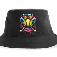 Softball Ice Cream Drip Coquette Bow Softball Vibes Sustainable Bucket Hat