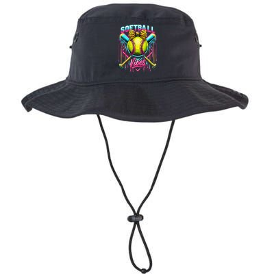 Softball Ice Cream Drip Coquette Bow Softball Vibes Bucket Hat