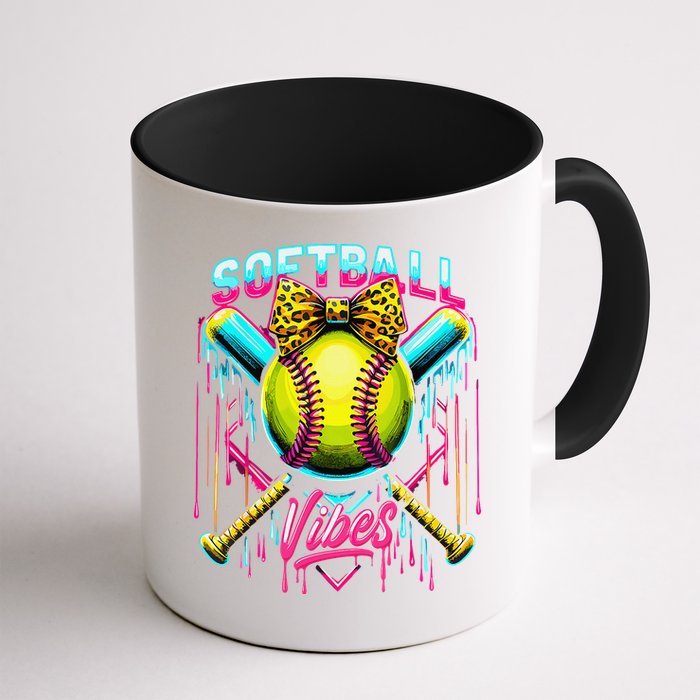 Softball Ice Cream Drip Coquette Bow Softball Vibes Mug