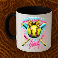 Softball Ice Cream Drip Coquette Bow Softball Vibes Mug