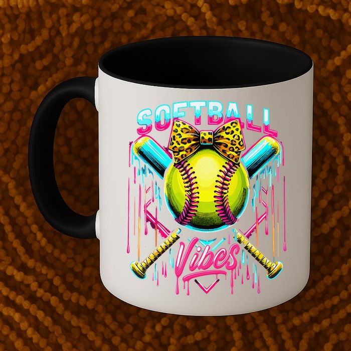 Softball Ice Cream Drip Coquette Bow Softball Vibes Mug