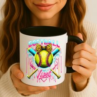 Softball Ice Cream Drip Coquette Bow Softball Vibes Mug
