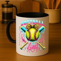 Softball Ice Cream Drip Coquette Bow Softball Vibes Mug