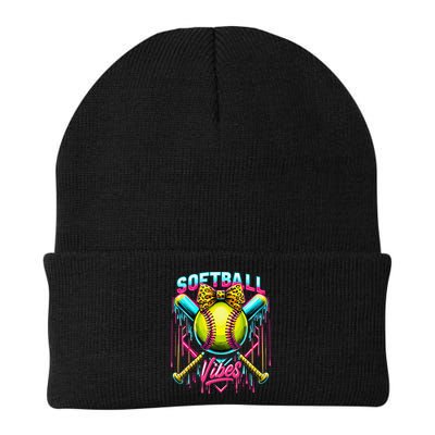 Softball Ice Cream Drip Coquette Bow Softball Vibes Beanie
