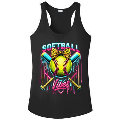 Softball Ice Cream Drip Coquette Bow Softball Vibes Ladies PosiCharge Competitor Racerback Tank