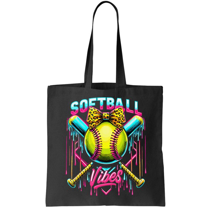 Softball Ice Cream Drip Coquette Bow Softball Vibes Bag