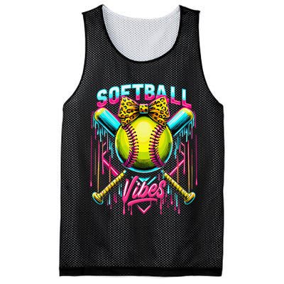 Softball Ice Cream Drip Coquette Bow Softball Vibes Mesh Reversible Basketball Jersey Tank