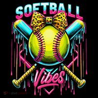 Softball Ice Cream Drip Coquette Bow Softball Vibes Premium T-Shirt