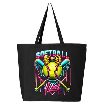 Softball Ice Cream Drip Coquette Bow Softball Vibes 25L Jumbo Tote