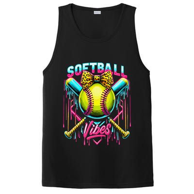 Softball Ice Cream Drip Coquette Bow Softball Vibes PosiCharge Competitor Tank
