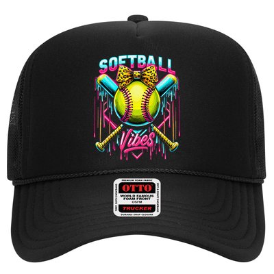 Softball Ice Cream Drip Coquette Bow Softball Vibes Trucker Hat