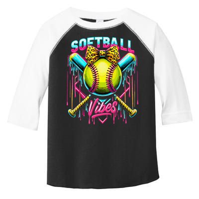 Softball Ice Cream Drip Coquette Bow Softball Vibes Toddler Fine Jersey T-Shirt