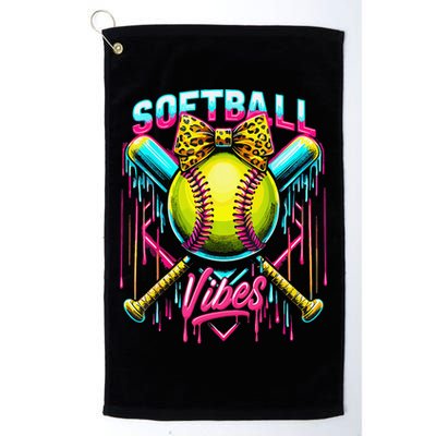 Softball Ice Cream Drip Coquette Bow Softball Vibes Golf Towel