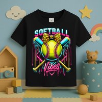 Softball Ice Cream Drip Coquette Bow Softball Vibes Toddler T-Shirt