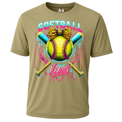 Softball Ice Cream Drip Coquette Bow Softball Vibes Performance Shirt