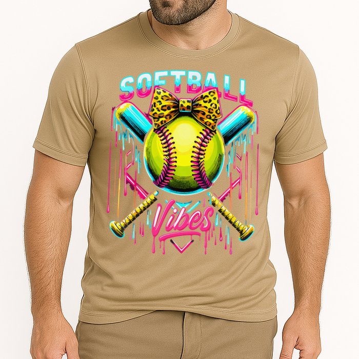 Softball Ice Cream Drip Coquette Bow Softball Vibes Cooling Performance Crew T-Shirt