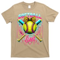 Softball Ice Cream Drip Coquette Bow Softball Vibes T-Shirt